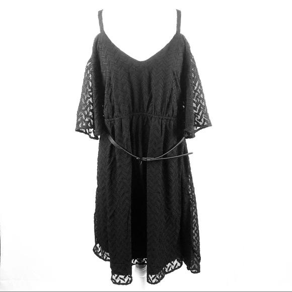 Torrid Plus Size Black Textured Off Shoulder Dress - Picture 4 of 8